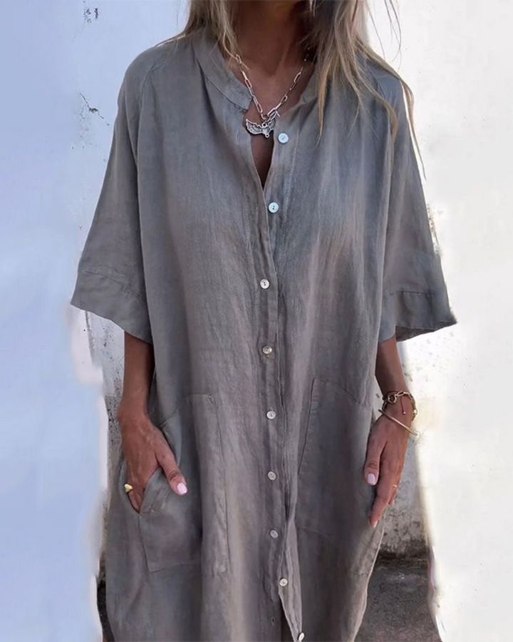 Savannah™ - Embroidered Oversized Boho Shirt Dress