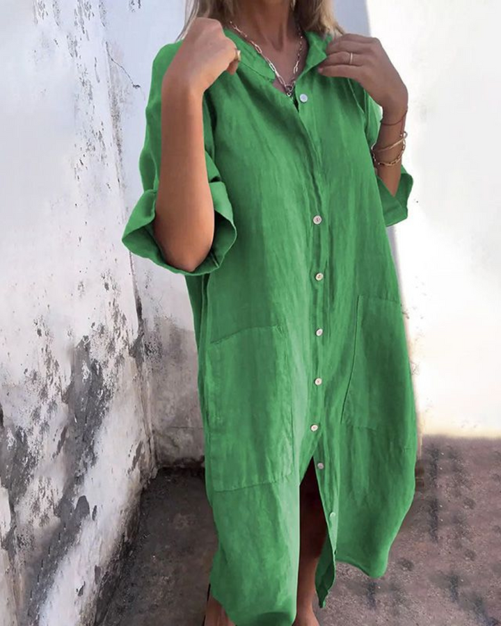 Savannah™ - Embroidered Oversized Boho Shirt Dress