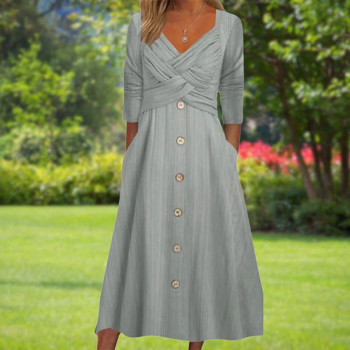 Erica™ - Chic Midi Dress with Tummy Control