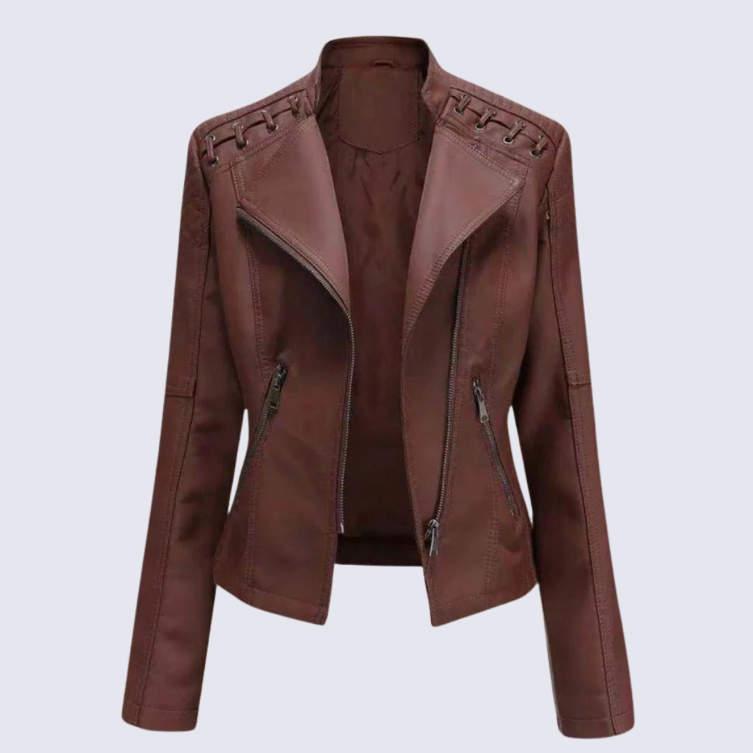 Lena™ - Women's Faux Leather Biker Jacket
