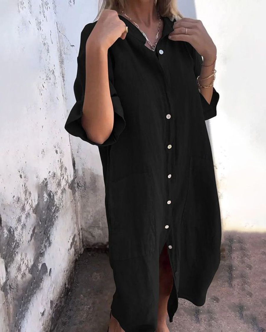 Savannah™ - Embroidered Oversized Boho Shirt Dress