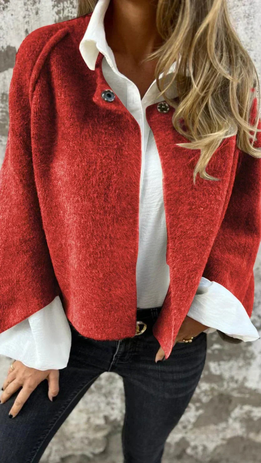 Amalia™ - Cozy Long Sleeve Round Neck Wool Cardigan