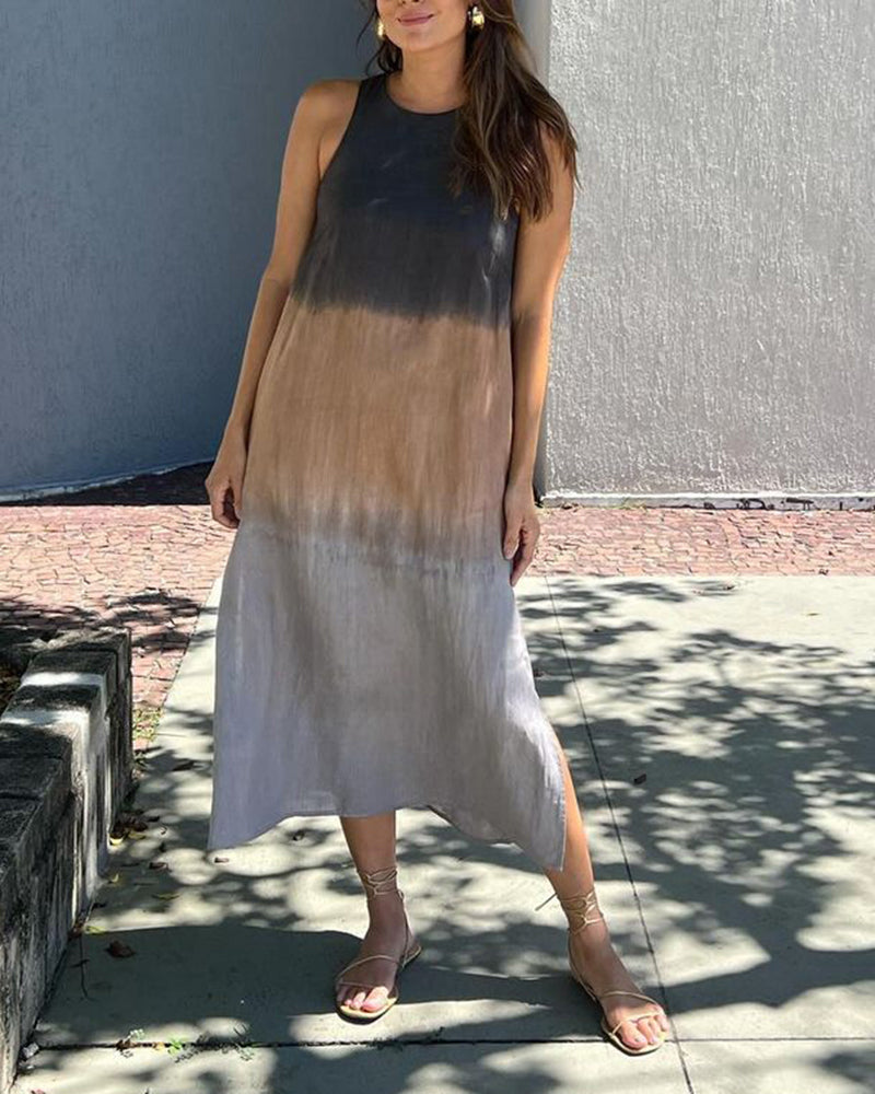 Gladys™ - Sleeveless Midi Dress with Gradient Design