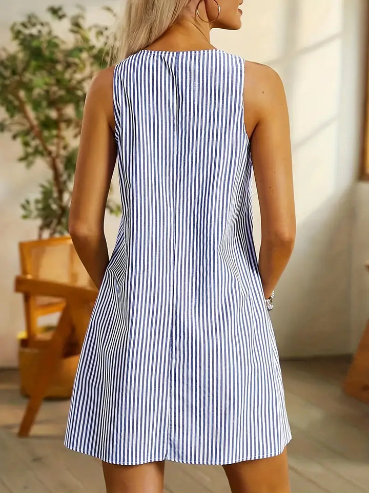 Selene™ - Sleeveless Striped Knee-Length Dress