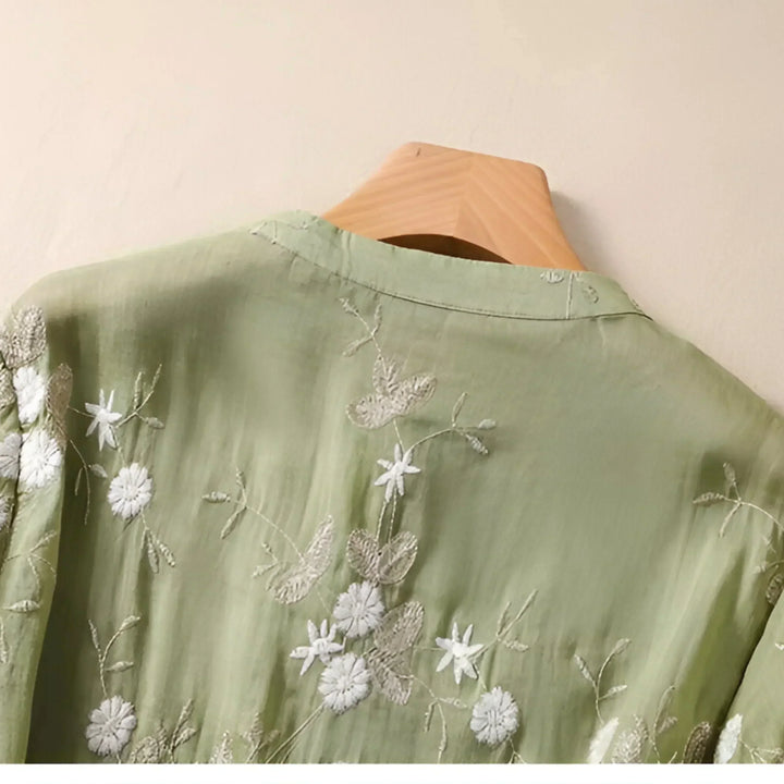 Celest™ - Embroidered Floral Cotton Blouse