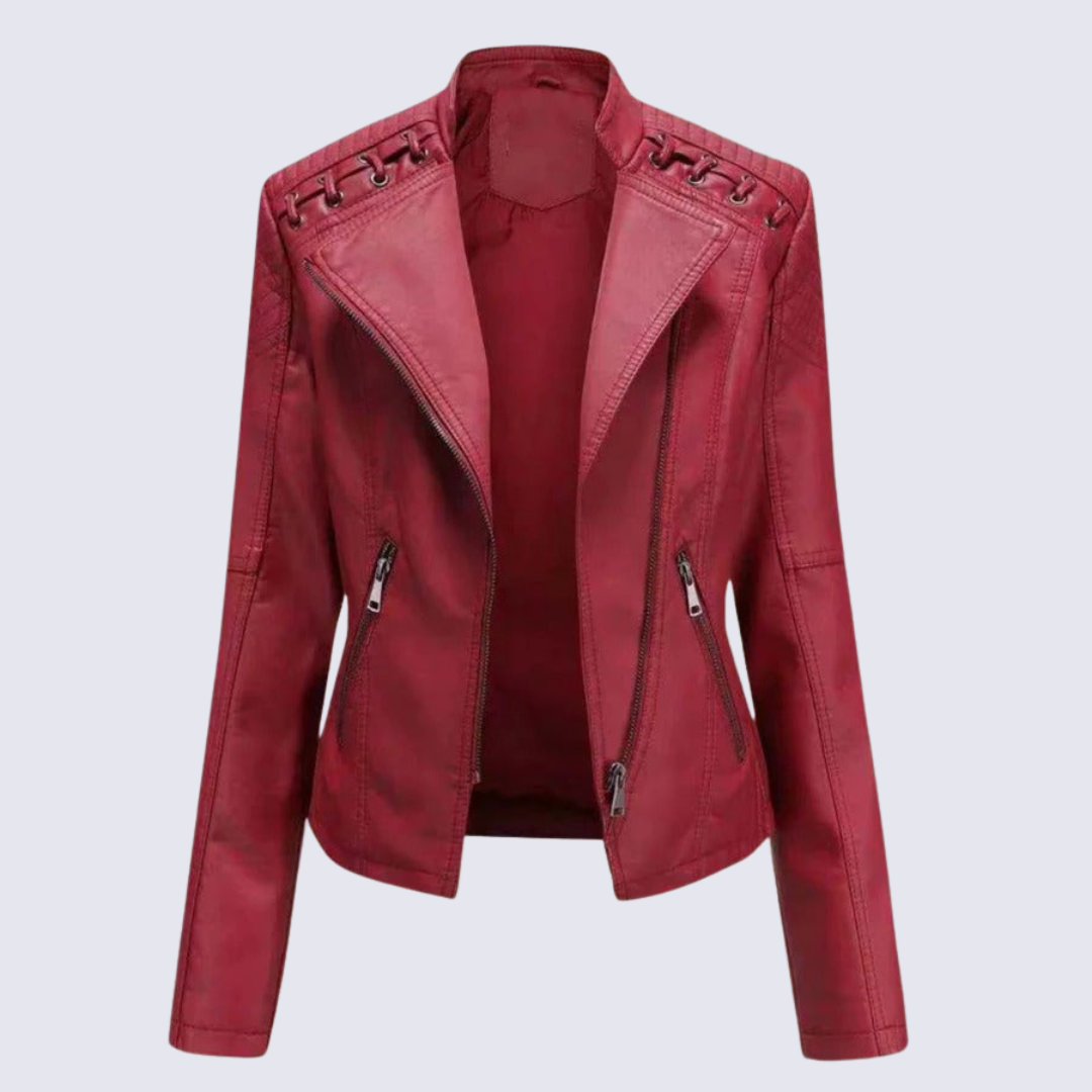 Lena™ - Women's Faux Leather Biker Jacket