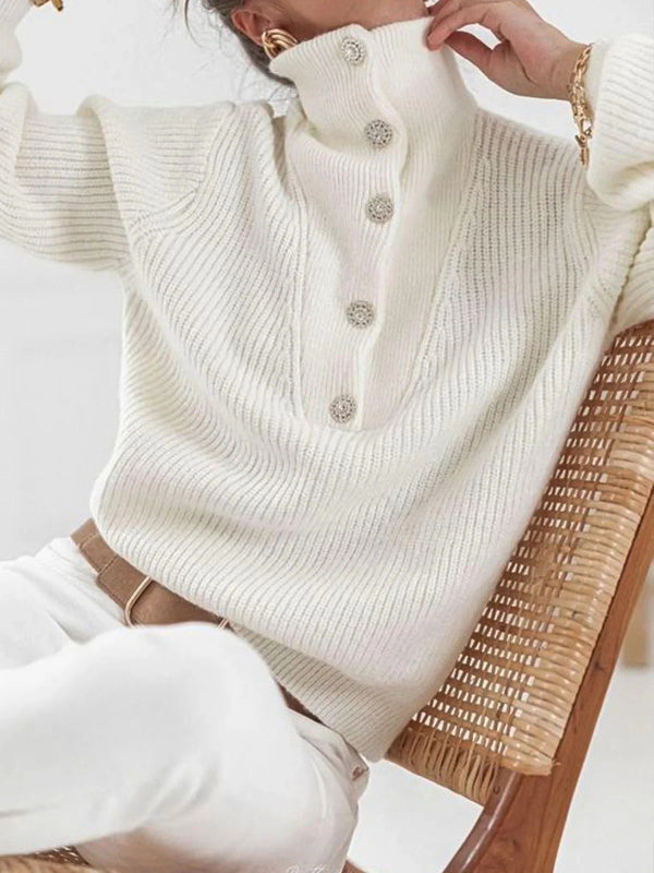 Cassie™ - Button-Up High-Neck Sweater