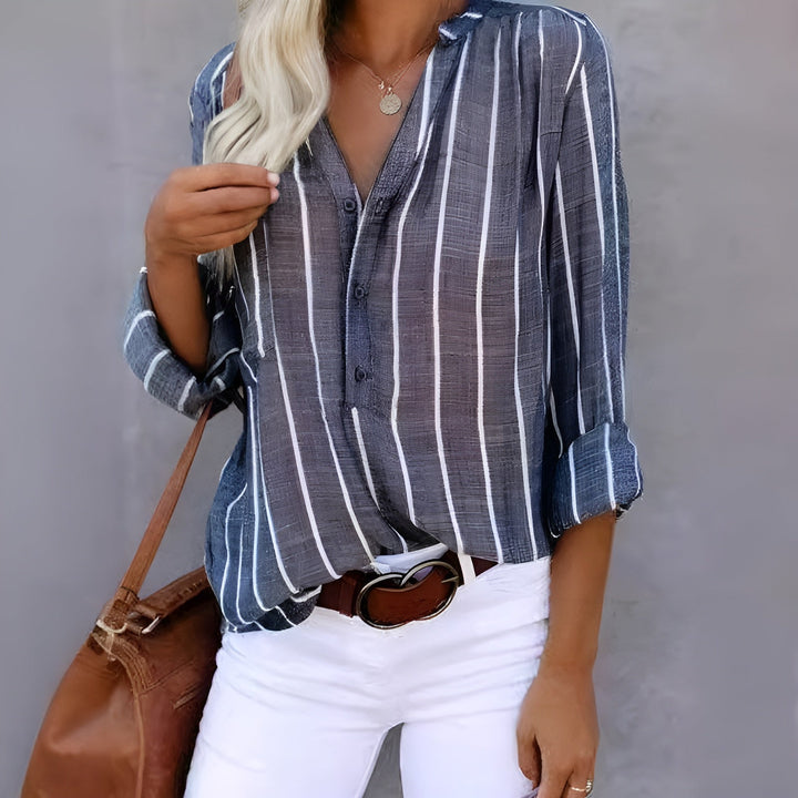 Maddie™ - Striped Button-Up Top