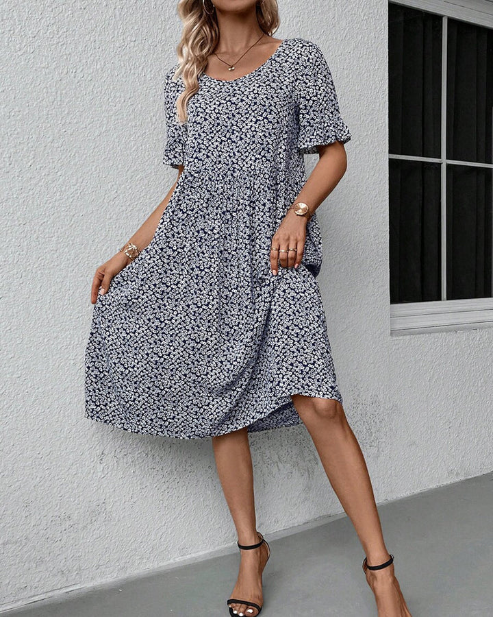 Lily™ - Midi Dress Featuring Elegant Floral Design