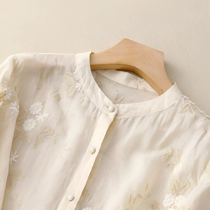 Celest™ - Embroidered Floral Cotton Blouse