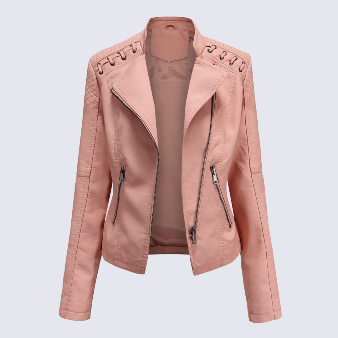 Lena™ - Women's Faux Leather Biker Jacket