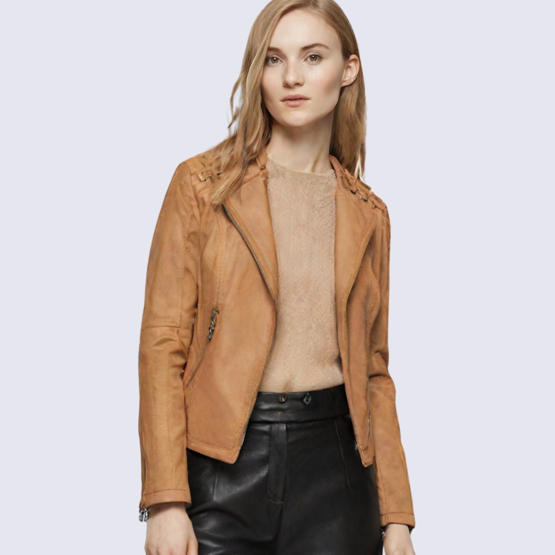 Lena™ - Women's Faux Leather Biker Jacket