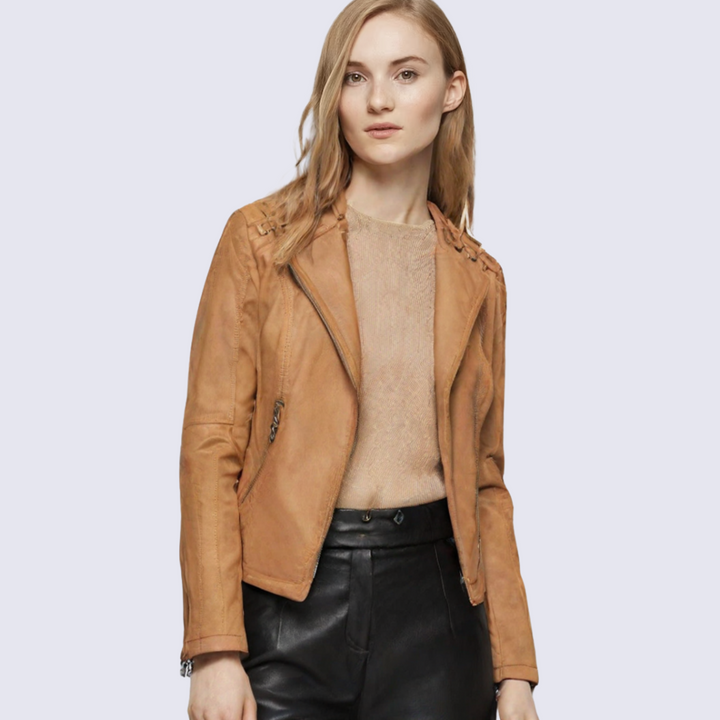 Lena™ - Women's Faux Leather Biker Jacket