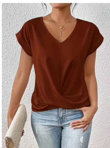 Celest - Relaxed V-Neck Casual Tee