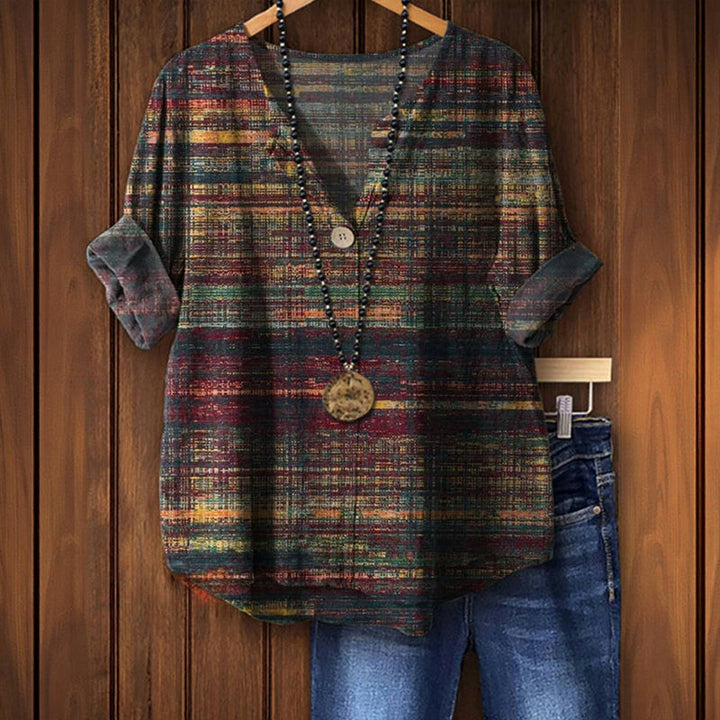 Élodie™ - Retro-Inspired Blouse with Vibrant Details