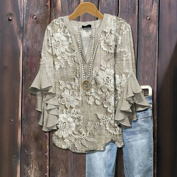 Viola™ - Retro Floral Print Blouse