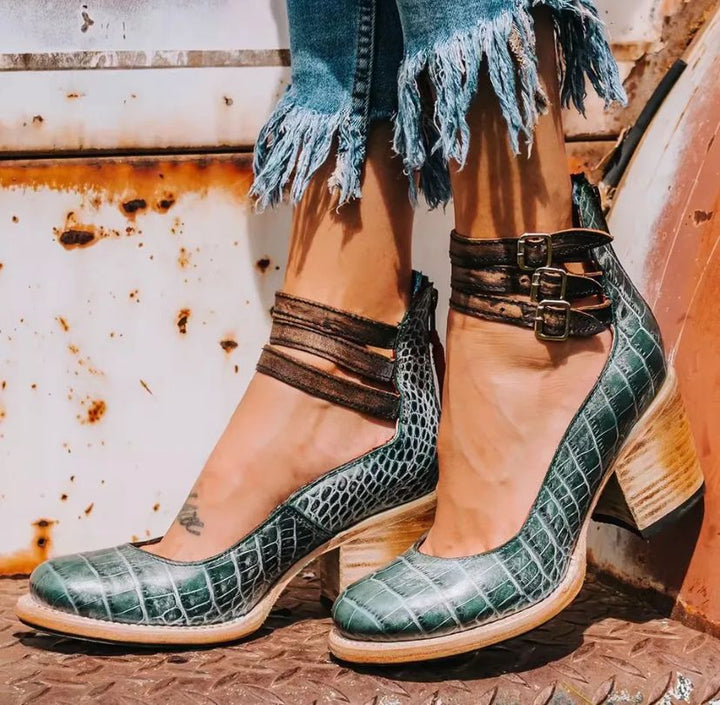 Evelyn™ - Timeless Vintage Leather Heels