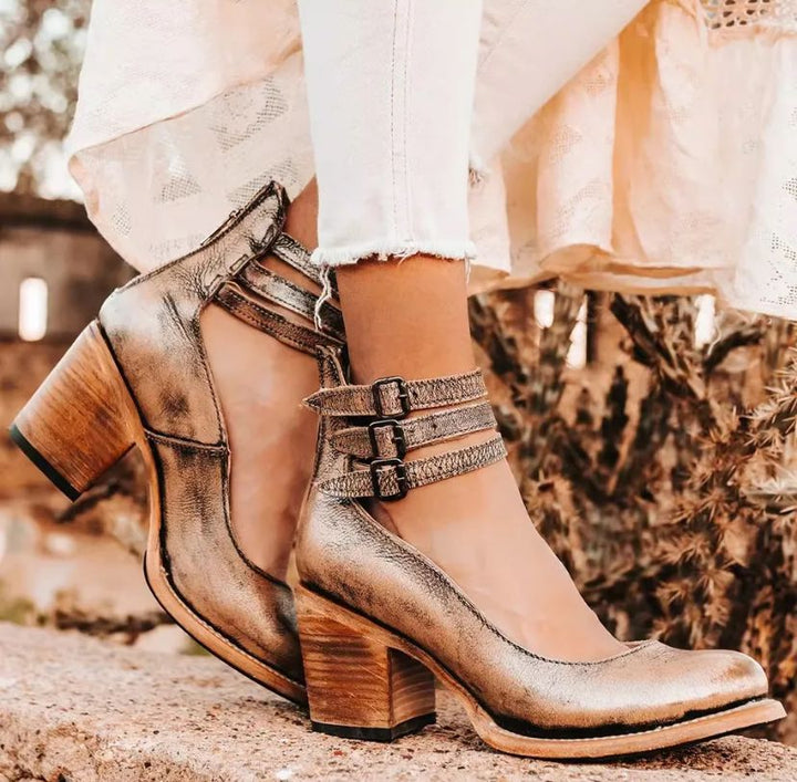 Evelyn™ - Timeless Vintage Leather Heels