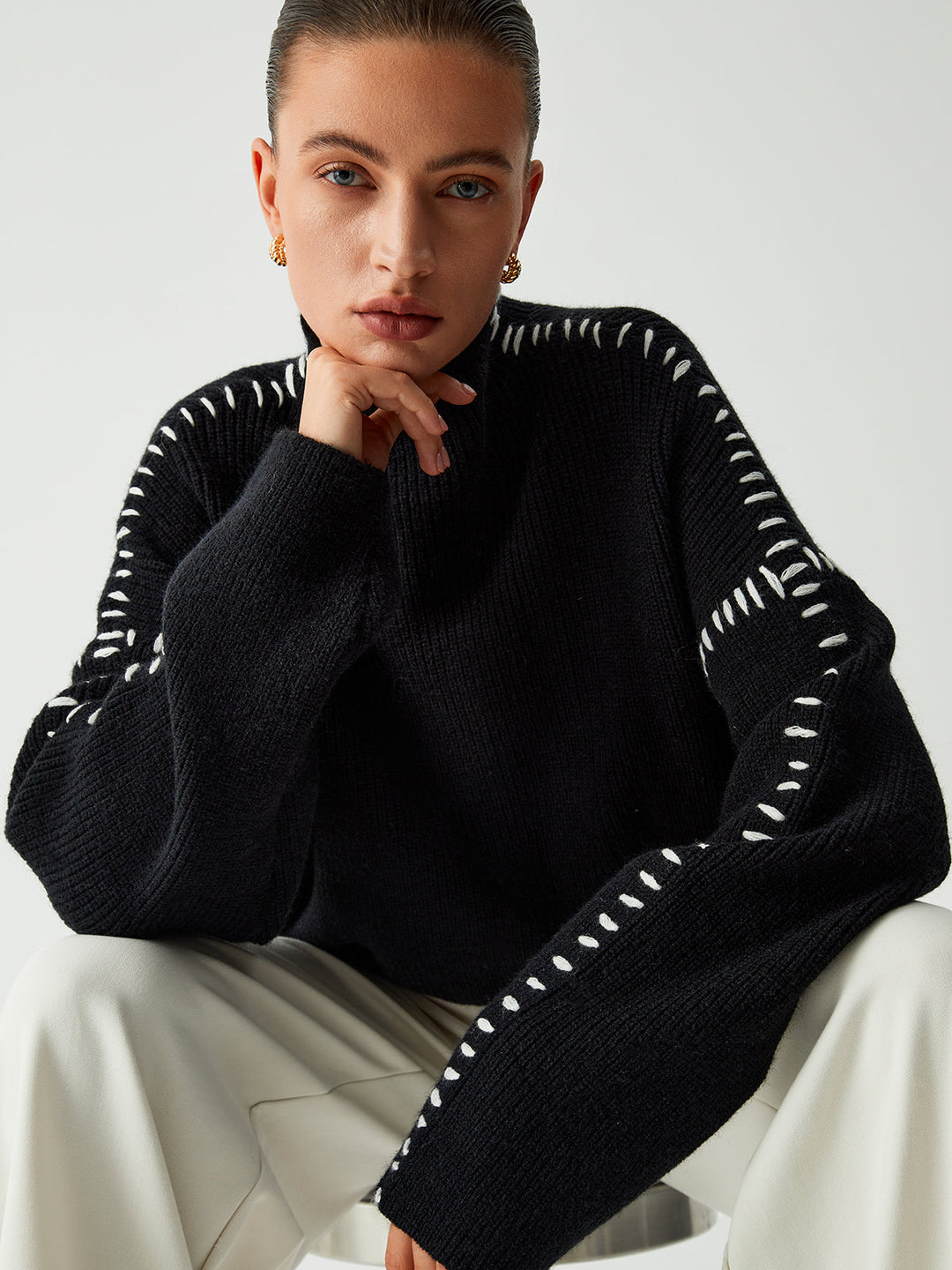 Chloe™ - Relaxed Fit Oversized Mock Neck Sweater