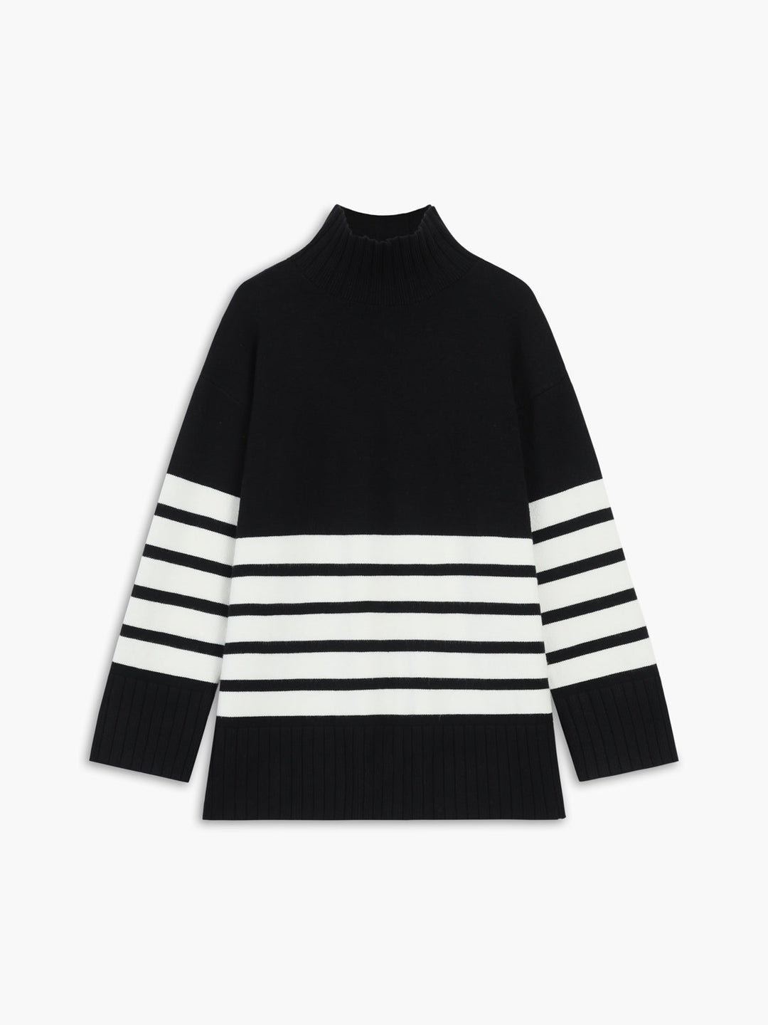 Zoey™ - Elegant Stripe Mock Neck Sweater