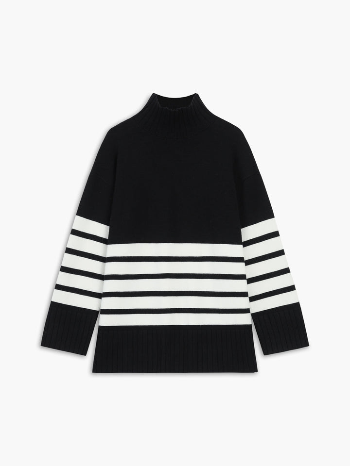 Zoey™ - Elegant Stripe Mock Neck Sweater
