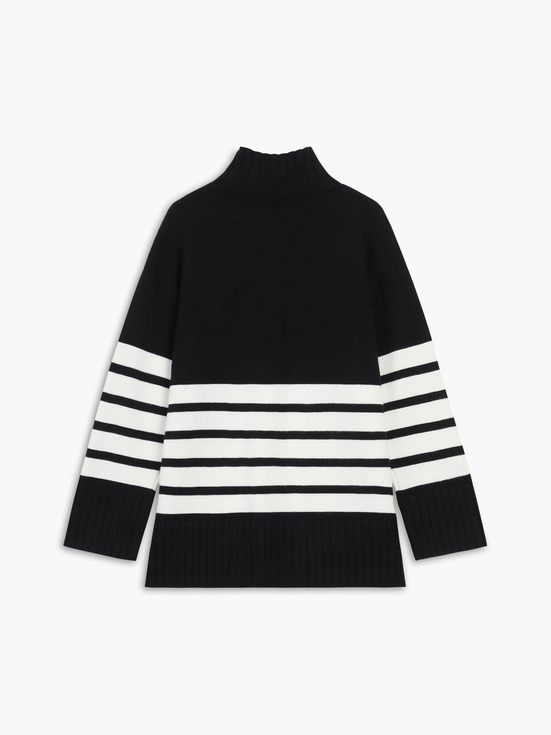 Zoey™ - Elegant Stripe Mock Neck Sweater