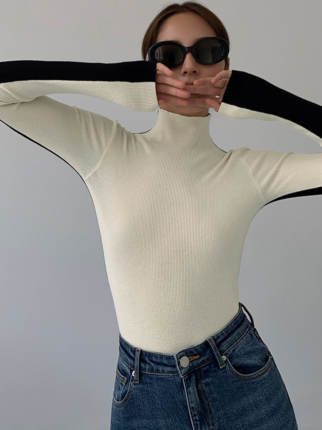 Sophia™ - Reversible Long Sleeve Knit Top with Dual-Tone Design