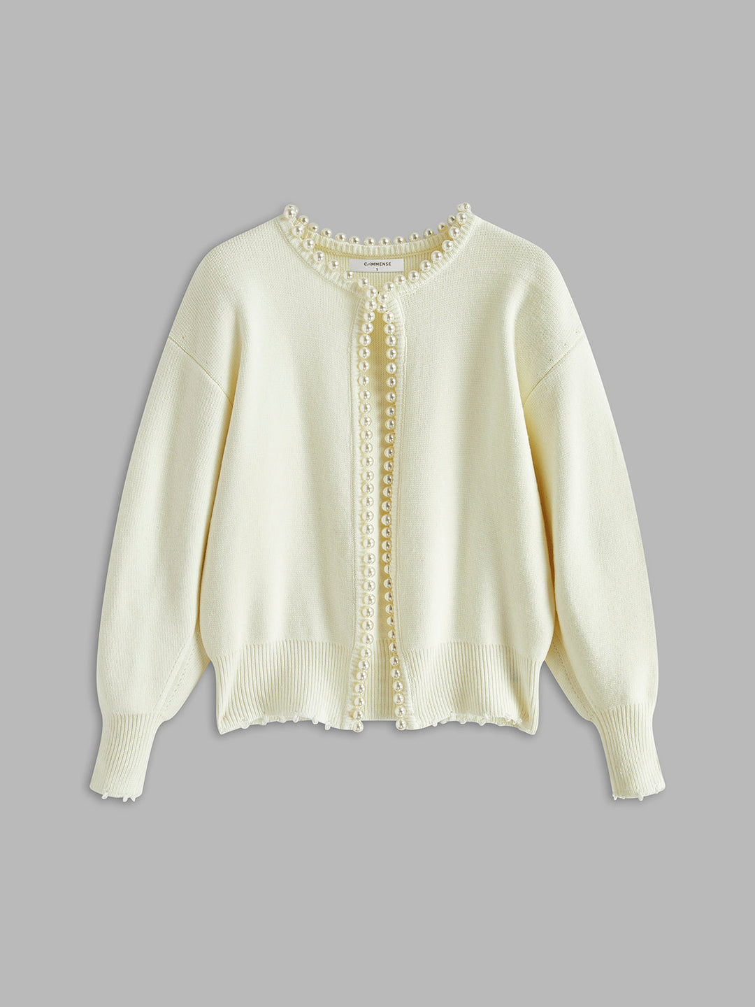 Charlotte™ - Sophisticated Cardigan with Pearl Accents and Distressed Hem