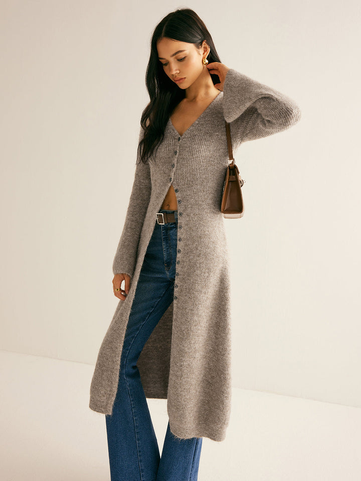 Ellie™ - Chic V-Neck Sweater Dress with Side Split Detail