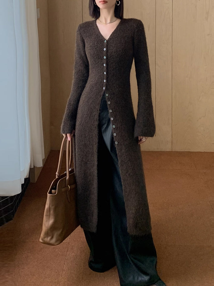 Ellie™ - Chic V-Neck Sweater Dress with Side Split Detail