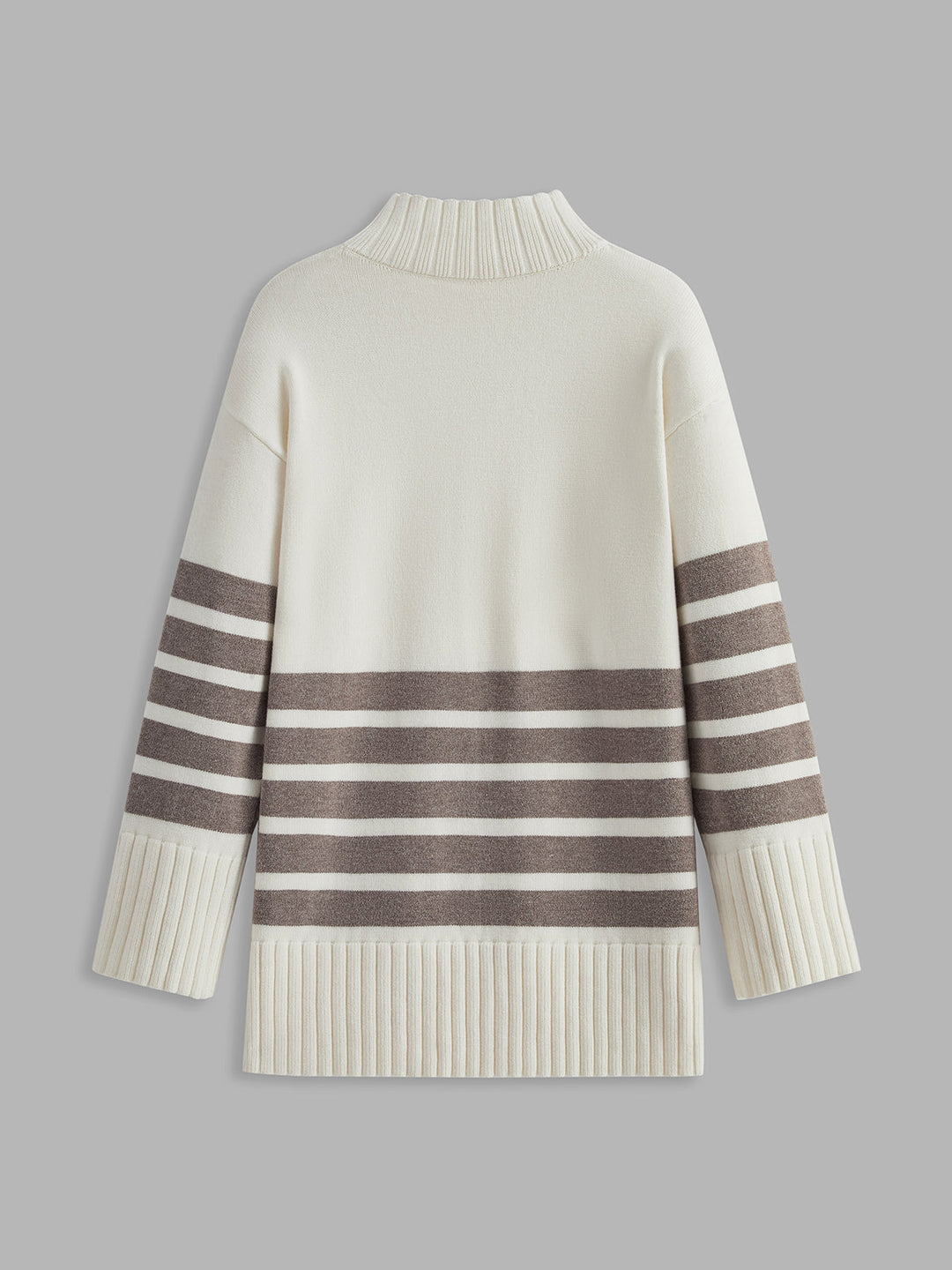 Zoey™ - Elegant Stripe Mock Neck Sweater