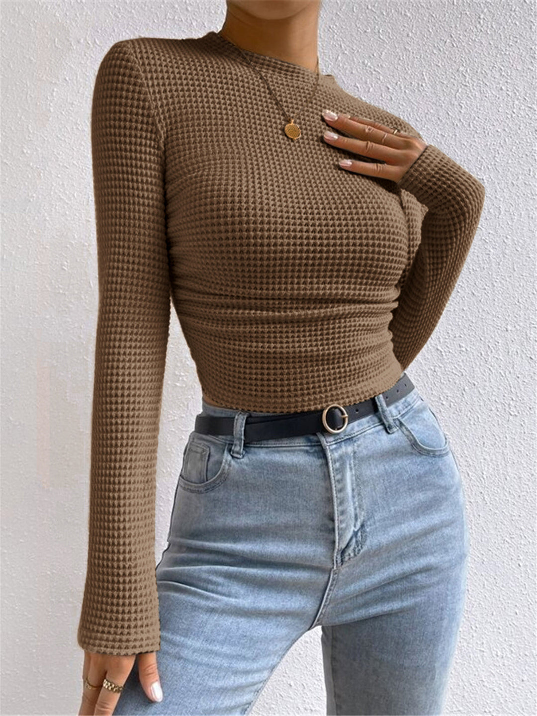 Abigail™ - Sleek Waffle Knit Sweater