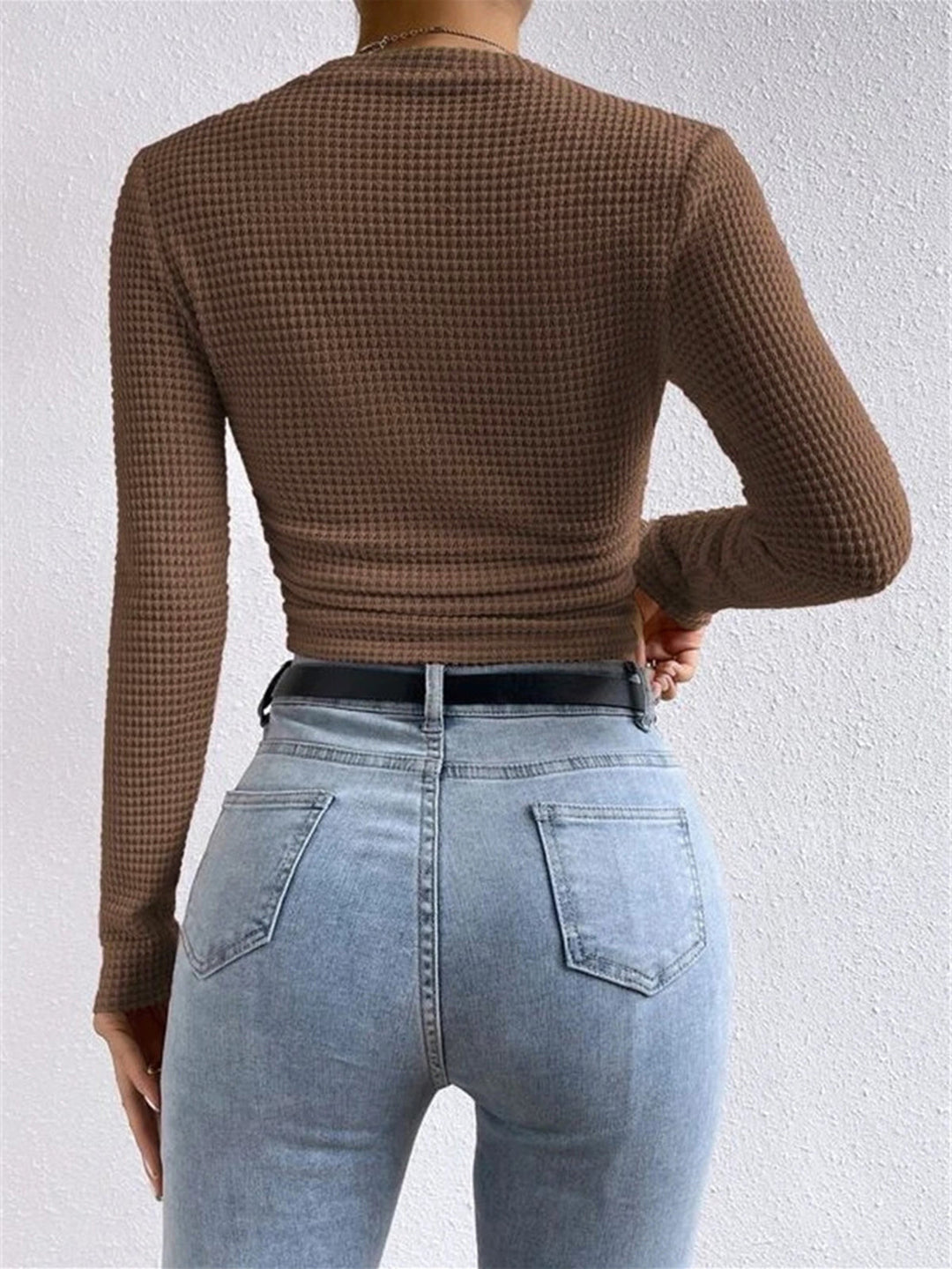 Abigail™ - Sleek Waffle Knit Sweater