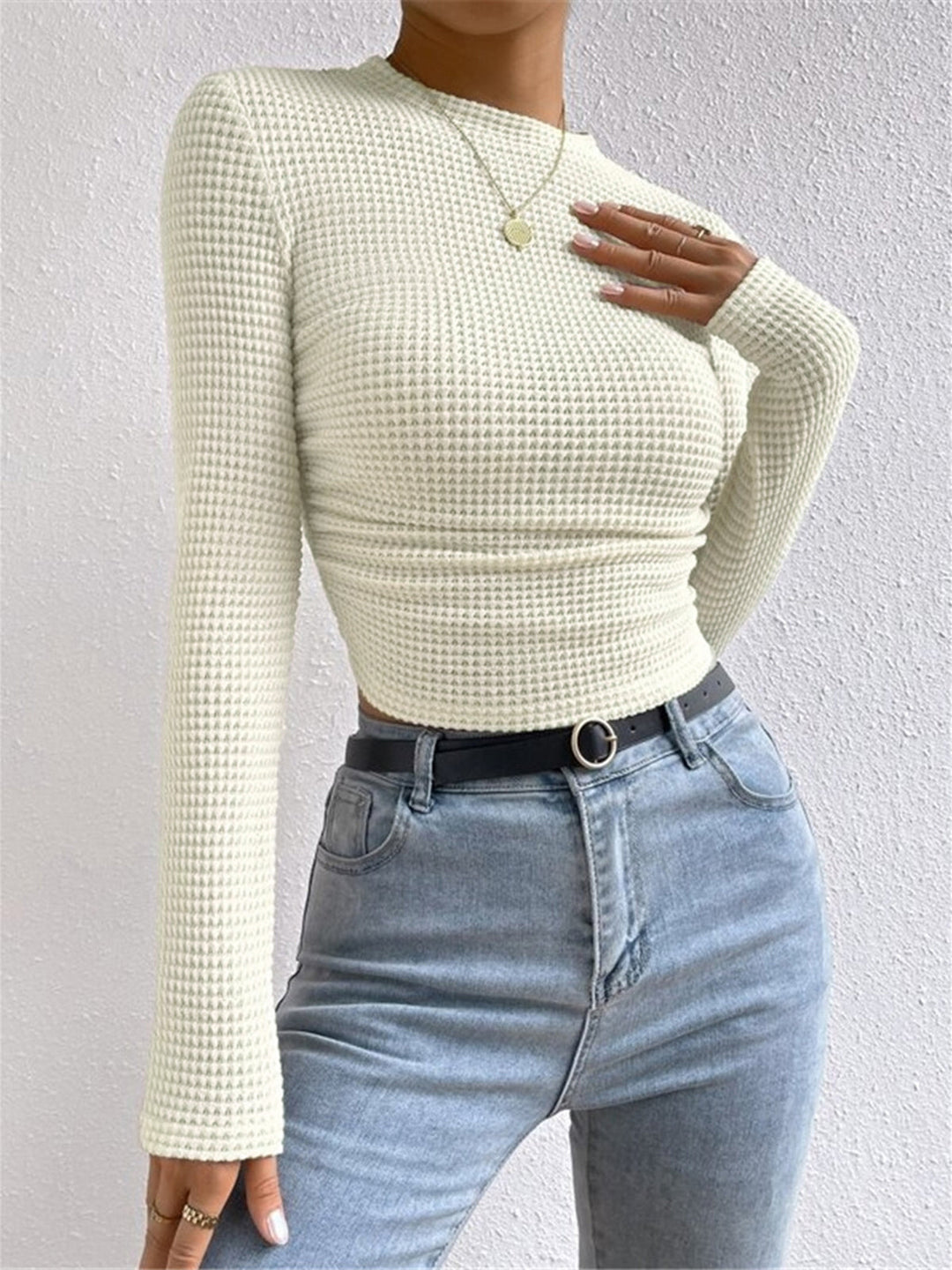 Abigail™ - Sleek Waffle Knit Sweater