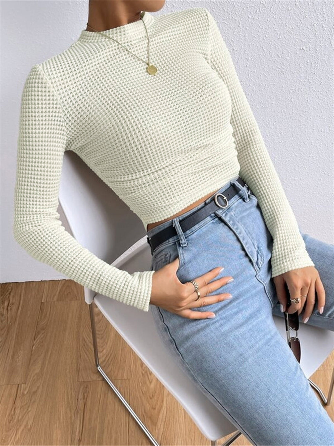 Abigail™ - Sleek Waffle Knit Sweater