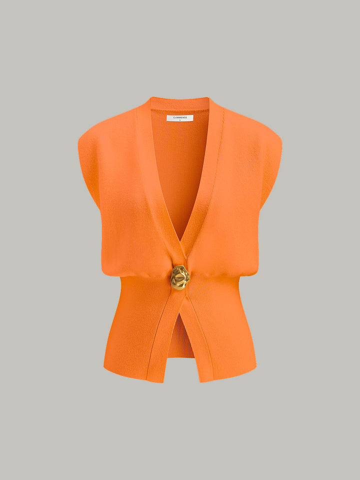 Leah™ - Elegant V-Neck Button-Up Sweater Vest with Chic Details