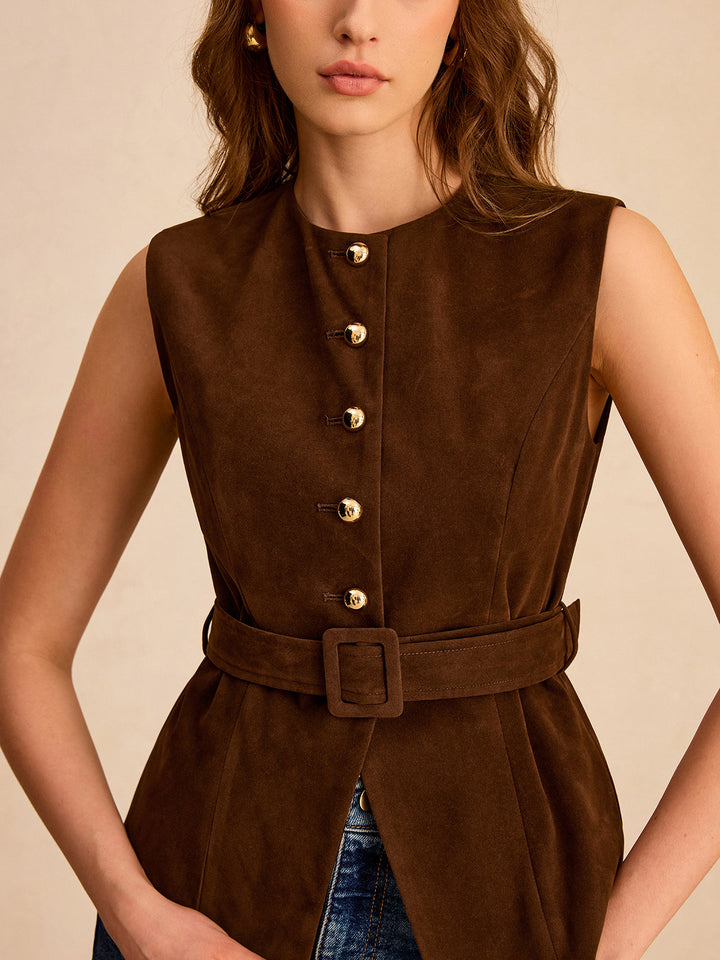 Penelope™ - Chic Vest with Belt Accent