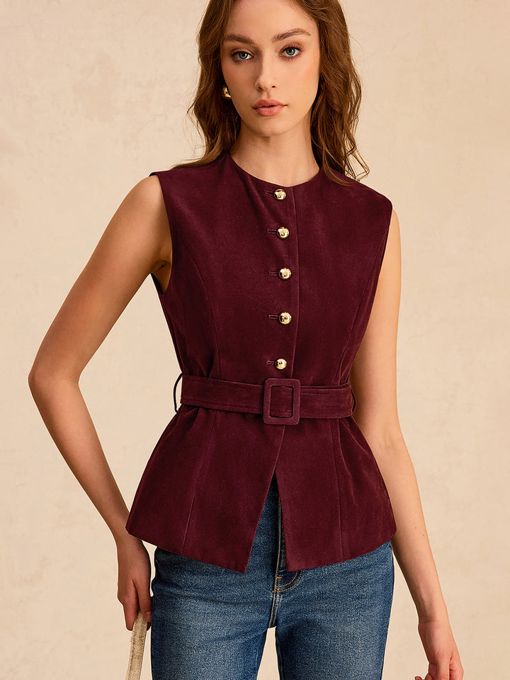 Penelope™ - Chic Vest with Belt Accent