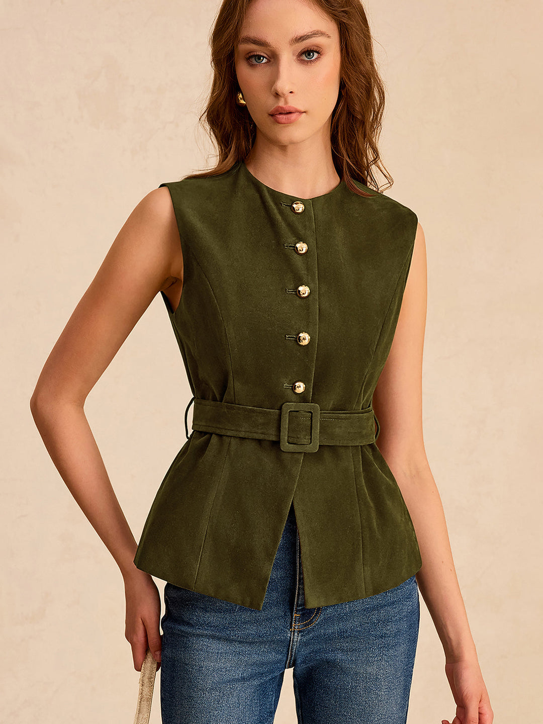Penelope™ - Chic Vest with Belt Accent