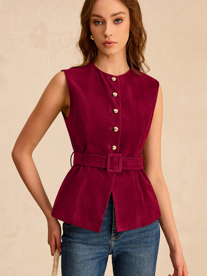 Penelope™ - Chic Vest with Belt Accent