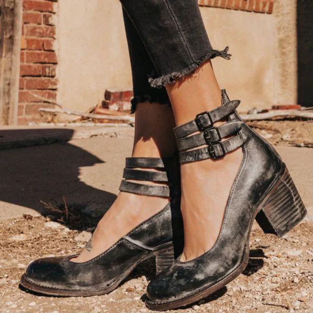Evelyn™ - Timeless Vintage Leather Heels