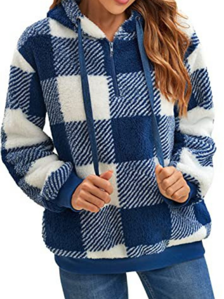 Nicole™ - Checkered Fleece Hoodie