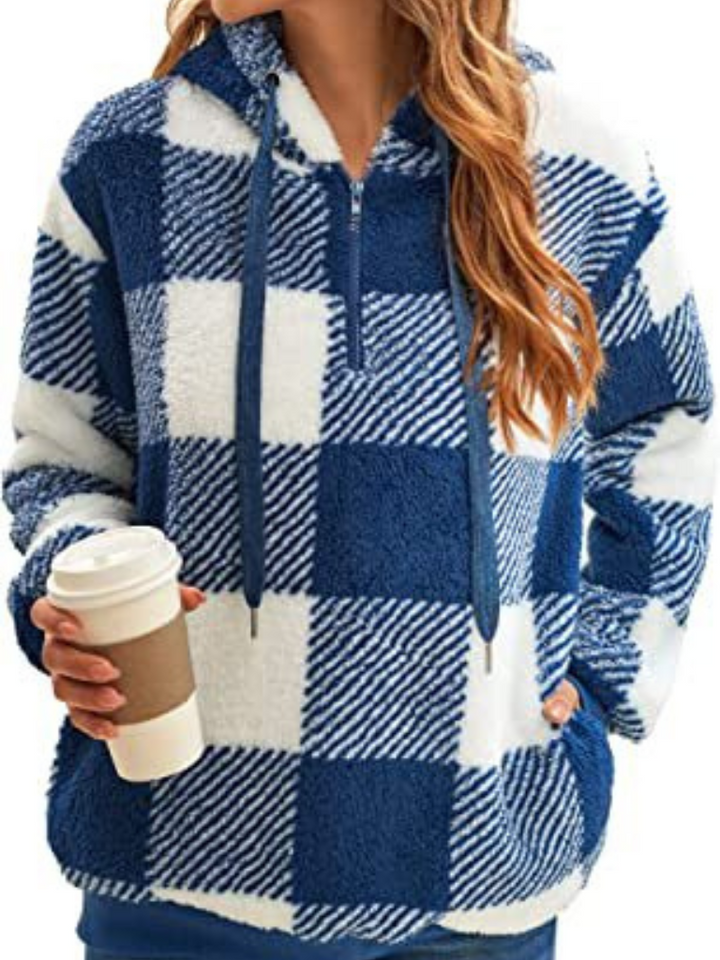 Nicole™ - Checkered Fleece Hoodie