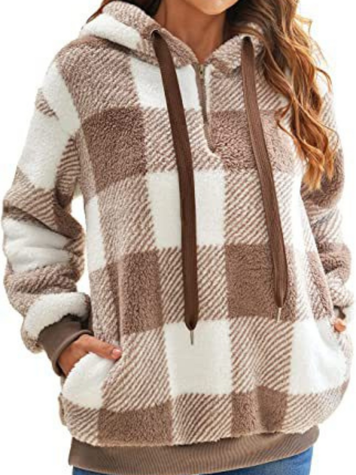 Nicole™ - Checkered Fleece Hoodie