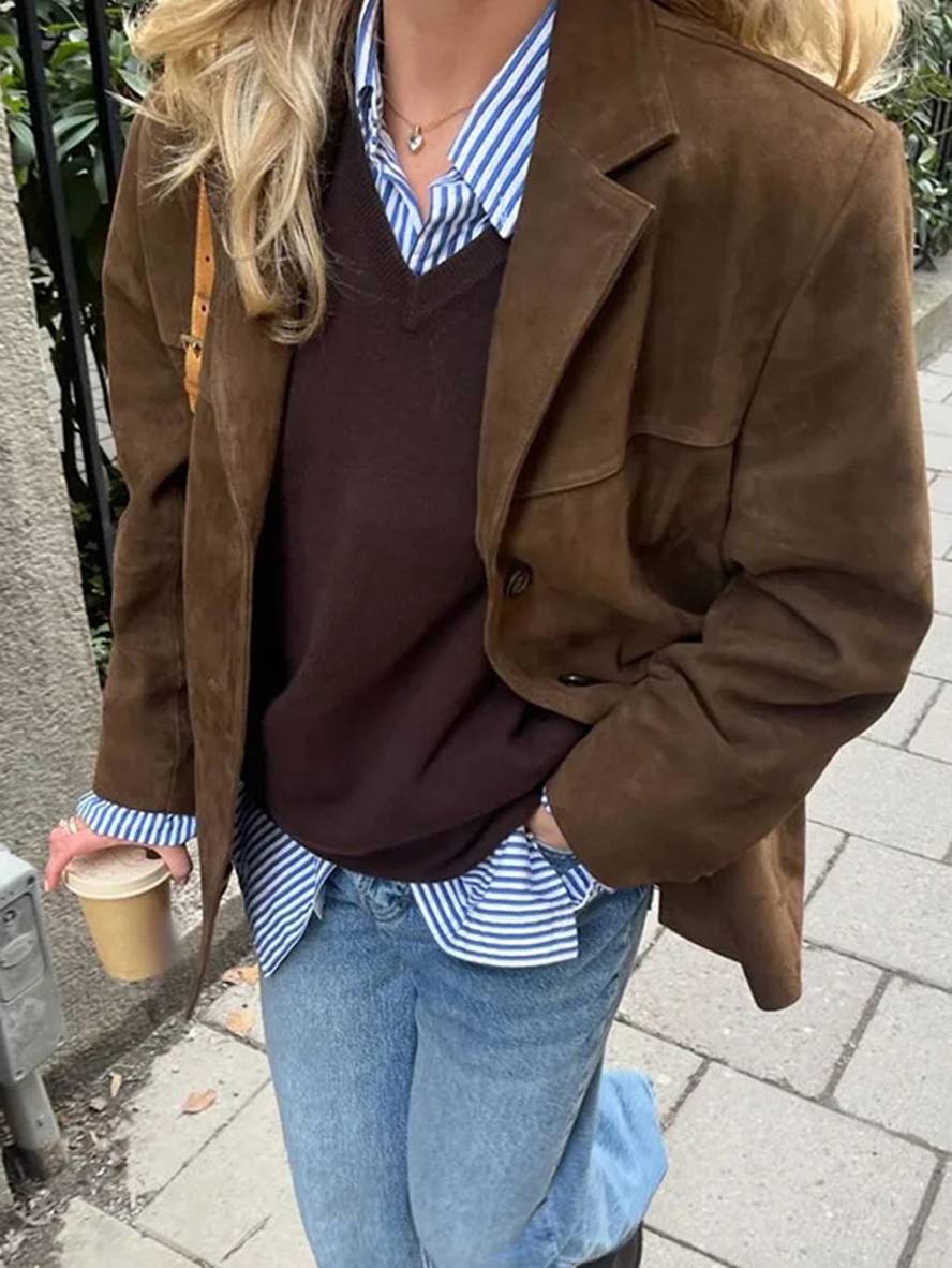 Fiora™ - Luxurious Suede Blazer Jacket