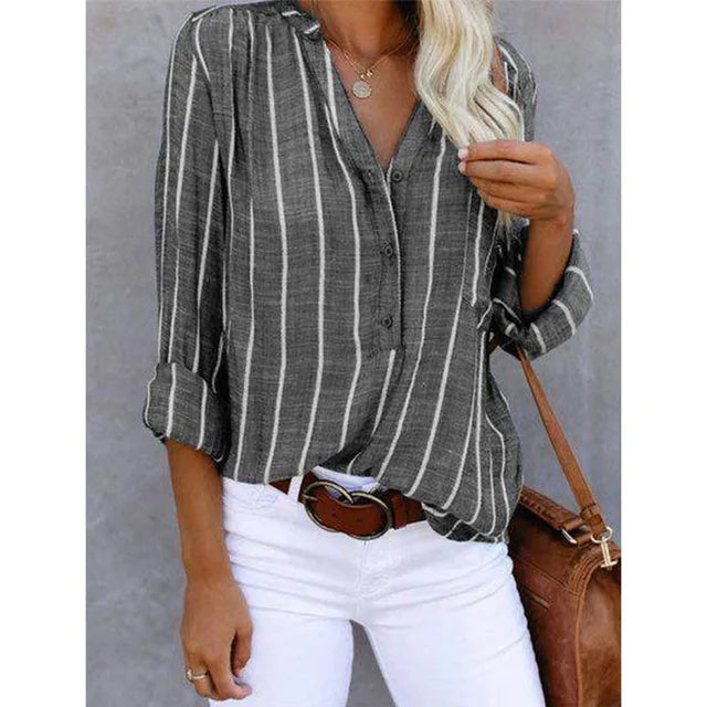 Maddie™ - Striped Button-Up Top