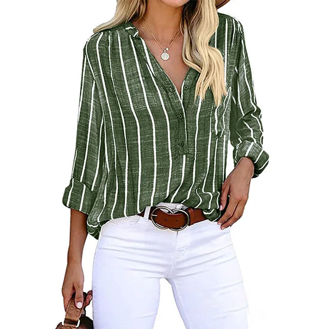 Maddie™ - Striped Button-Up Top
