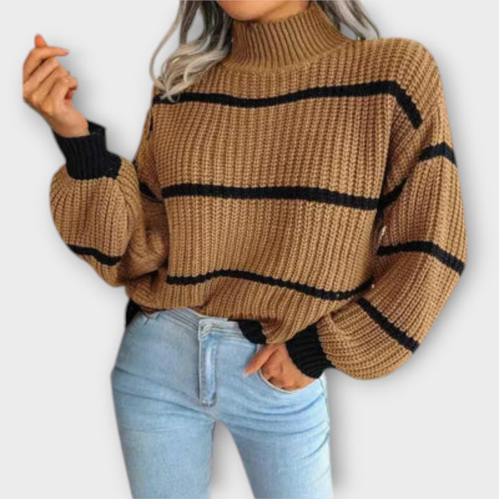Chavala™ - Striped Turtleneck Sweater