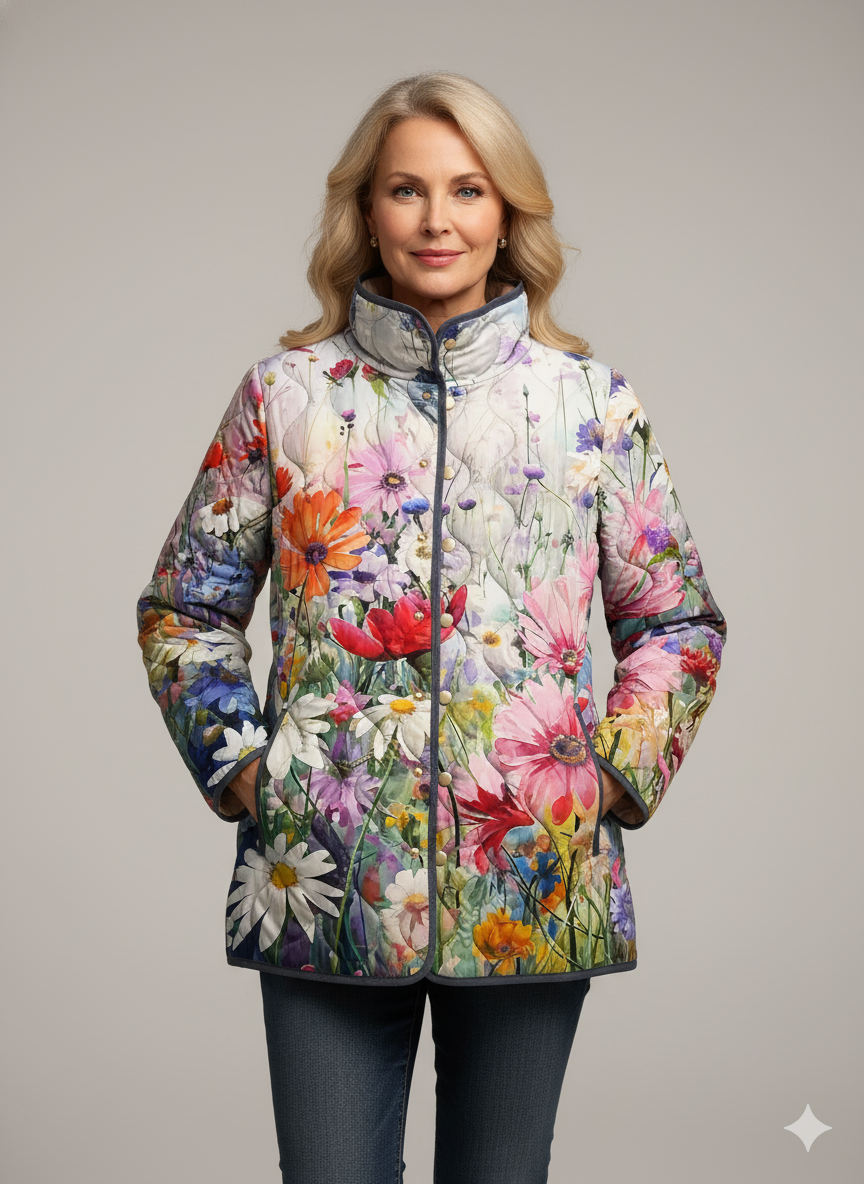 Alexa™ - Delightful Floral Quilted Jacket for Women - Retro Casual Chic