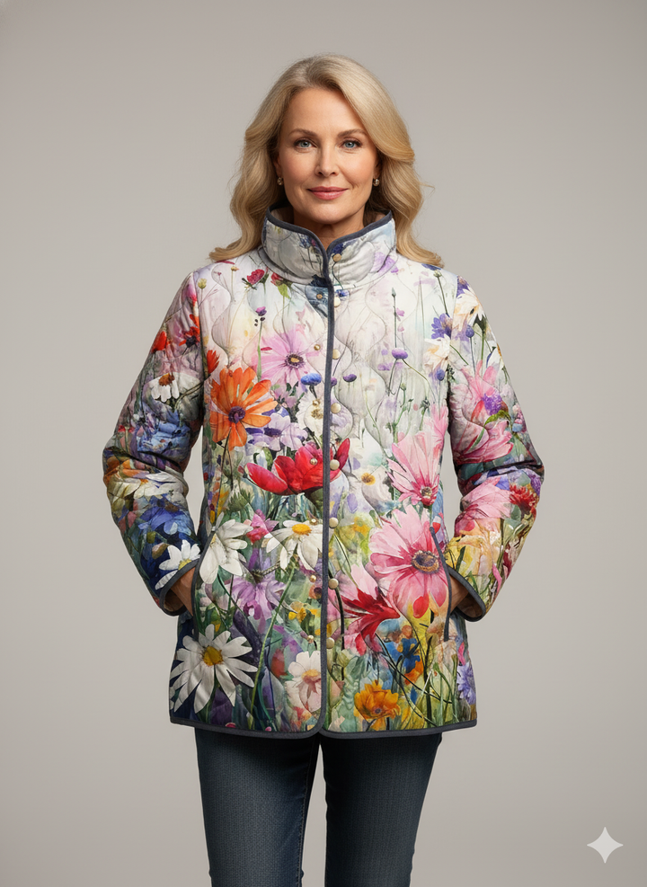 Alexa™ - Delightful Floral Quilted Jacket for Women - Retro Casual Chic